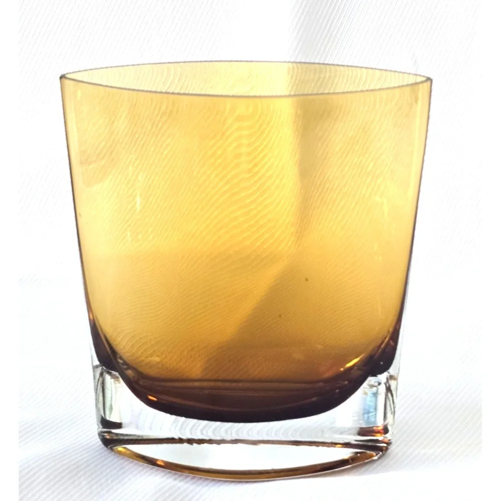 Badash Samantha Pocket Vase Mouth‎ Blown Amber Gold Art Glass Crystal 6
